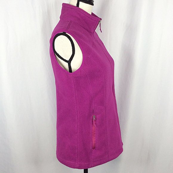 Eddie Bauer Polartec Fleece Vest Womens Size Medium Magenta Full Zip Pockets - Picture 2 of 8